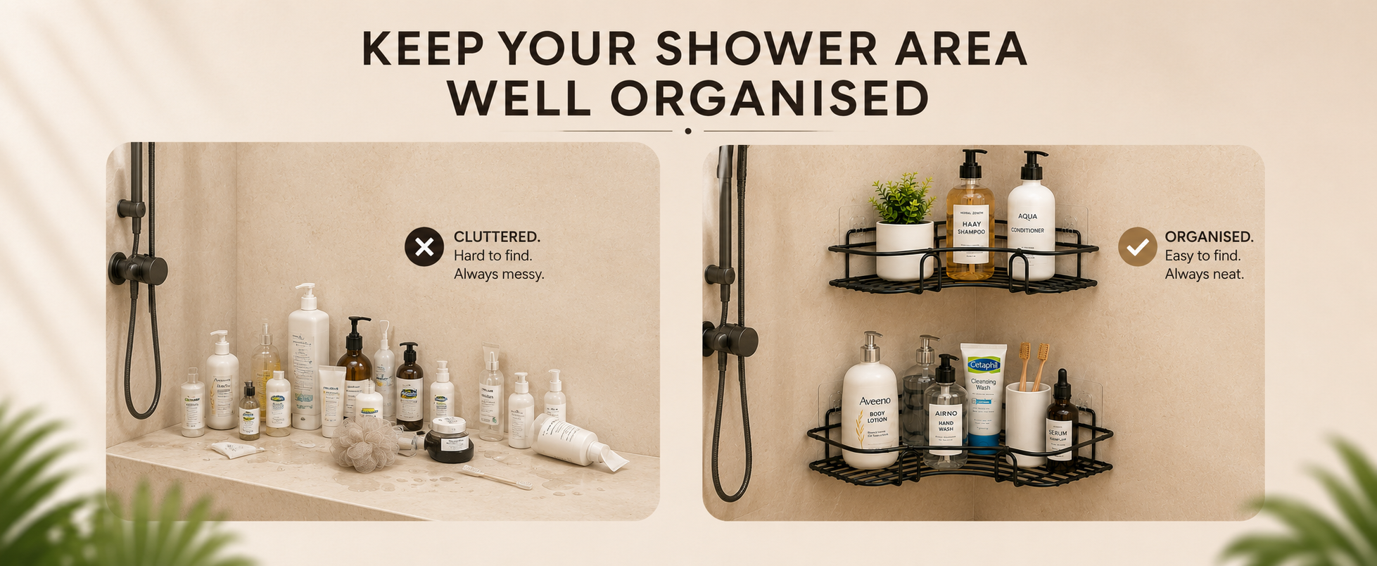 Keep your shower area well organised